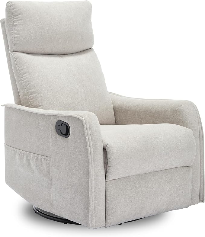 cinkehome Swivel Rocker Recliner Chair with Heated Massage Rocking Reclining Chairs for Nursery Small Spaces High Back Side Pocket