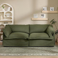 81'' Retro Sofa Couch with Storage 2-Seater Cozy Sofa for Living Room French Country Couch with Removable Washable Cover Green