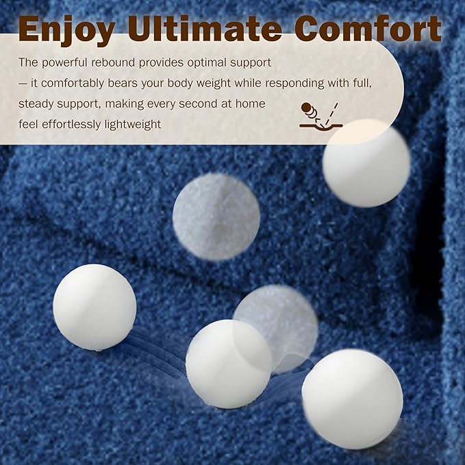 2 in 1 Convertible Compressed Sofa Bed 54'' Modern Boneless Loveseat Sleeper in a Box Floor Mattress Futon Couch No Assembly Needed Space Saving Blue 2 Pillows Full for Small Living Room