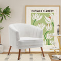 Accent Chairs for Living Room Bedroom Office Upholstered Sherpa Single Sofa Chair Arm Chair Comfy Chair Reading Club Coffee Chair with Metal Legs White