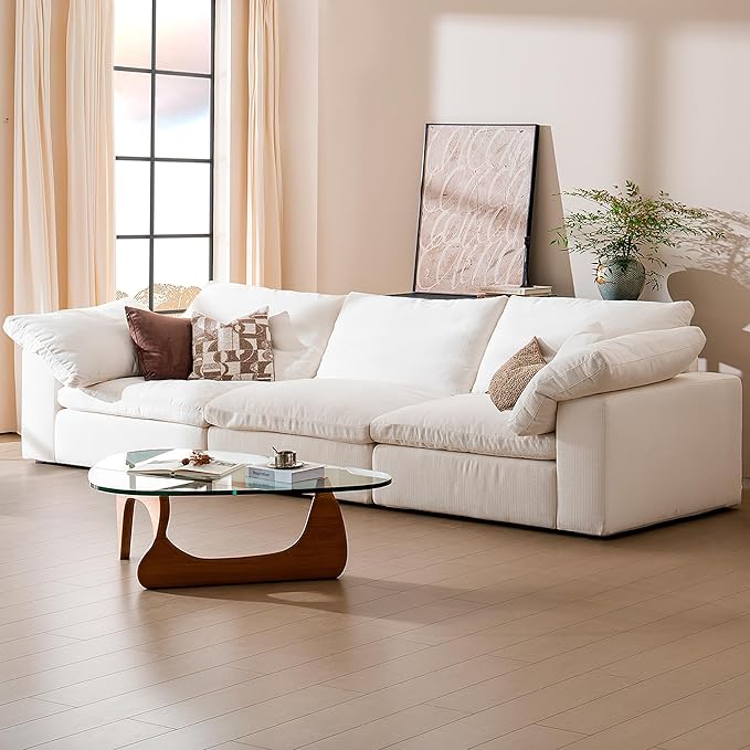 Modular Sectional Sofa 110.2 L Shaped Modern Sofa Modular Sectional Cloud Couch with Ottoman Modern Cloud Sectional Couches for Living Room Deep Seat Sofa with Washable Cover