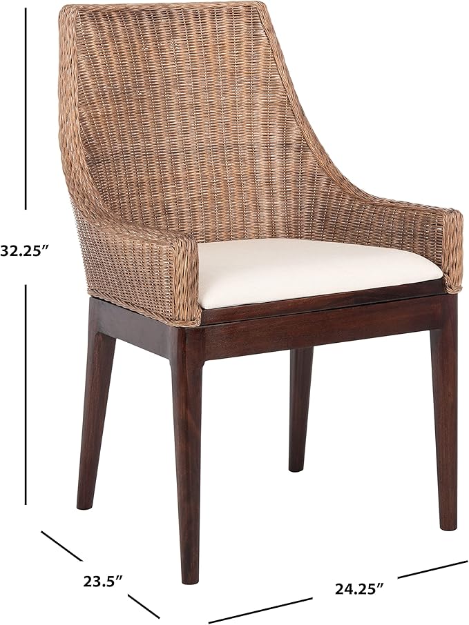 SAFAVIEH Home Collection Franco Coastal Brown/White Cushion Sloping Accent Chair SEA4000B