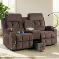 Oversized 72 Loveseat Recliner Sofa with Console Manual Double Reclining Sofa with USB Ports Cup Holders &amp 2 Phone Holders for Living Room Home Theater Game Room (Brown Velvet)