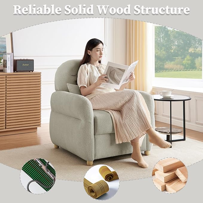 Modern Accent Chairs for Living Room Comfy Chenille Armchairs with Storage Single Reading Chairs for Bedroom Study Room Apartment Tool Free Assembly Grey