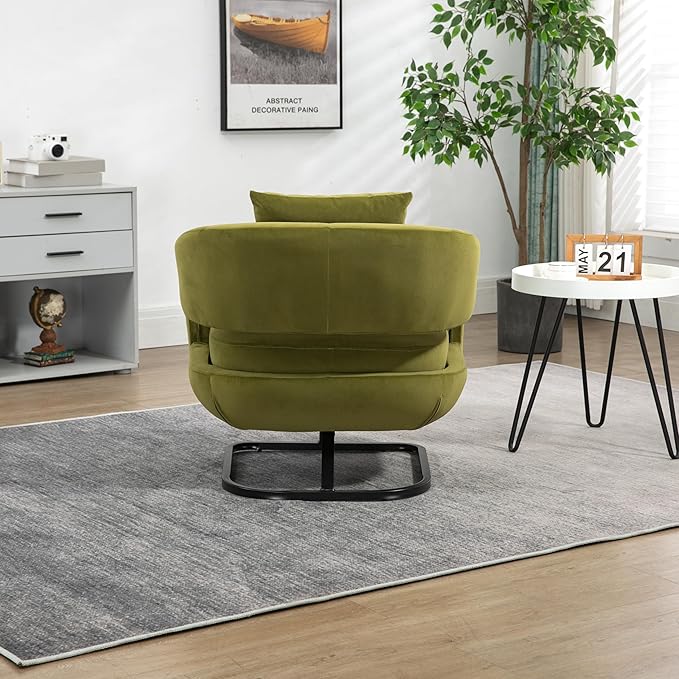 House Hold Upholstered Tufted Living Room Chair Textured Velvet Fabric Accent Chair with Metal Stand