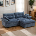 89 Modular Sectional Sofa Comfy Cloud Couch with Movable Ottoman Chenille Sectional Deep Seat Sofa with Throw Pillows/USB Ports for Living Room Office and Apartment (Blue)