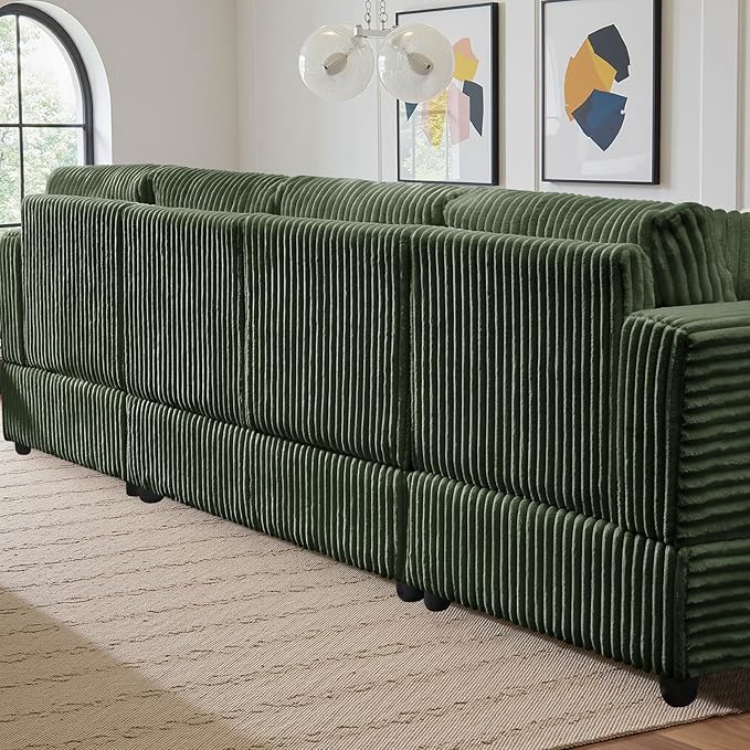 Modular Sectional Sofa U Shaped Cloud Sectional Couches for Living Room Oversized Couch with Doule Chaise &amp Deep Seat Fluffy Corduroy Sofa Washable