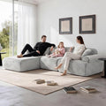 105”Cloud Couch Sectional Sofa Modular Boneless Sofa for Living Room and Apartments Deep Seat Corduroy L Shape Couch with Removable Washable Covers (Light Gray 3 Seater+Left Facing Chaise)