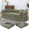 Convertible Folding Sofa BedFold Out Floor Sofa Couch with Fixed-Shape FrameCorduroy Foldable Mattress Cloud Couch for Living Room Bedroom (Light Green 78 Inch)