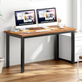 DlandHome Large Computer Desk Composite Wood Board Decent and Steady Home Office Desk/Workstation/Table 54.3inch Retro Black