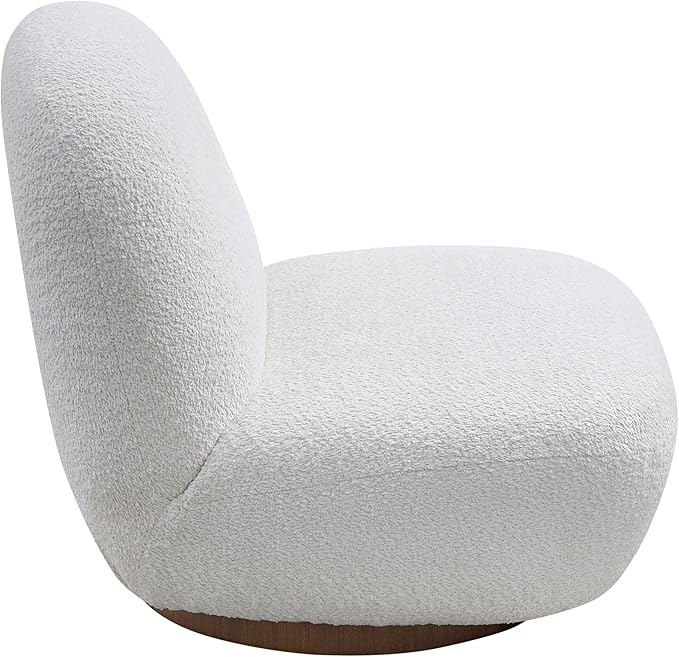 31 Swivel Boucle Accent Chair Modern Minimalist 360° Rotation Comfy Upholstered Lounge Chair No-Assembly Barrel-Style Armchair for Living Room Bedroom Apartment or OfficeWhite
