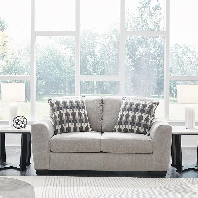 Signature Design by Ashley Avenal Park Casual Loveseat with 2 Toss Pillows Light Gray