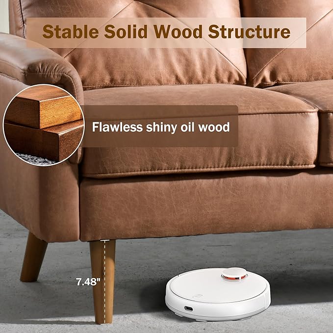 71.6 Sofa Couches for Living Room with Deep Seat 3 Seats Modern Couch for Bedroom Comfy Mid Century Modern Loveseat Sofa Couch Brown