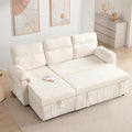 Tbfit 84'' Sleeper Sofa Bed 3 in 1 Cloud Pull Out Sofa Couch with USB &amp Storage Chaise Convertible Sofa Bed with Pull Out Bed Couches for Living Room Apartment Office White Sherpa