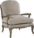 Lexicon Parlier Show Wood Accent Chair - Mid Century Modern Chair for Living Room Traditional French Country Style Padded Arms Reversible Cushion Solid Wood Frame Arrives Assembled Neutral