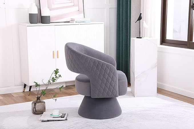 Swivel Accent Chair Armchair Round Barrel Chair in Fabric for Living Room Bedroom Grey