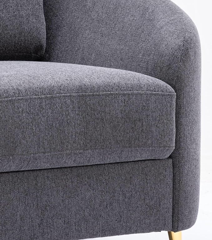 Modern Gray Linen Chair with Pocket Coil Seat for Living Room or Bedroom