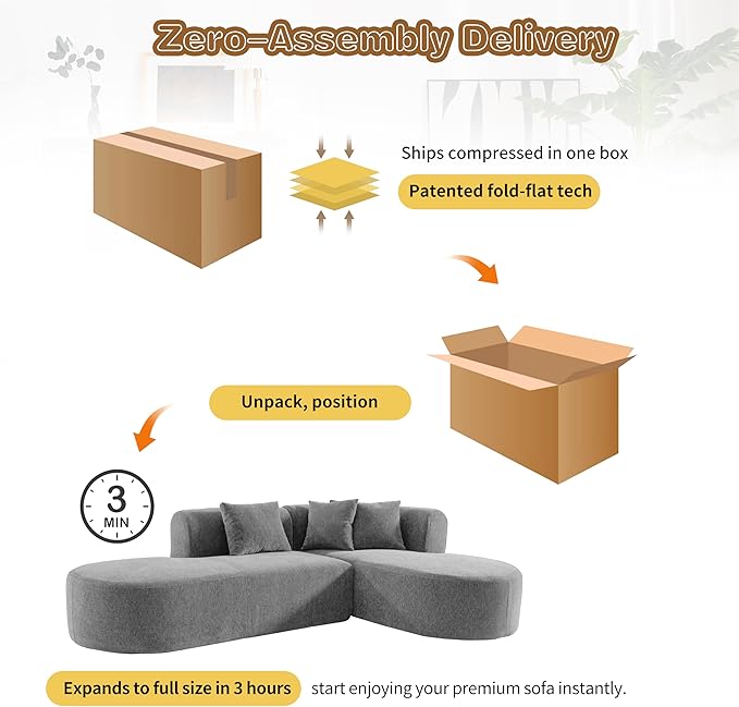 107.5 Curved Sofa for Living Room Versatile Design 4 Seater for Relaxation and Conversation Curved Seat with Wide Stitching Perfect for Living Room Bedroom Office (Grey-V02)