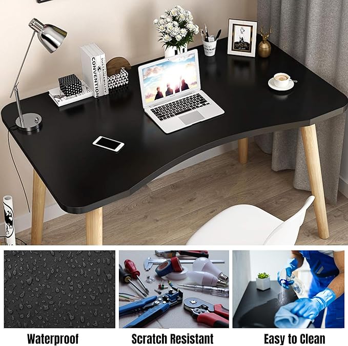 Modern Black Wooden Computer Table 40 L x 20 W x 30 H inches – Durable and Stylish Desk for Home Office Bedroom or Study