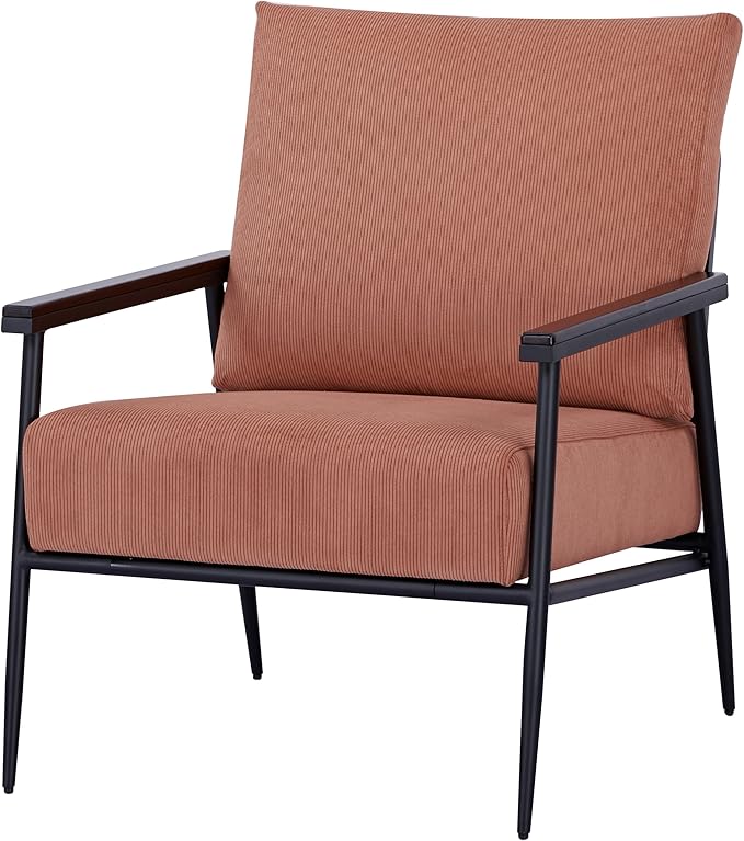 Artdeco Home Parker Modern arm Accent Chair Comfortable Chairs for Living Room Bedroom and Fireside Chair (Corduroy Orange)