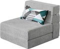 ANONER Folding Sofa Bed Couch Memory Foam Fold Out Chair Bed with Pillow Single Size Convertible Sofa Bed Futon Sleeper Chair Light Gray