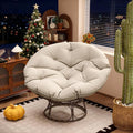 46'' Large Size Papasan Chair (Non-Swivel) with Cushion and Frame Lazy Circle Round Chair for Bedroom and Living Room Beige