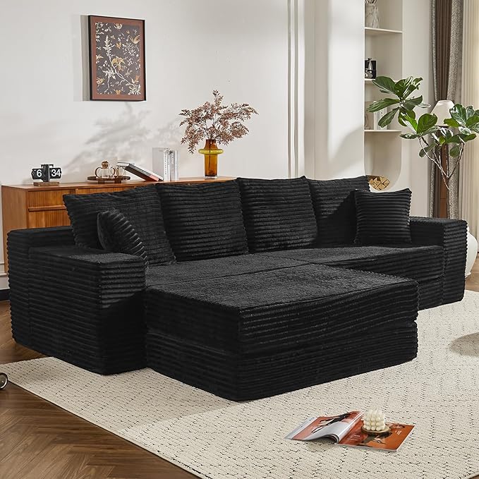 106 Modular Cloud Sofa - Boneless Couch Convertible Sectional with High Density Foam 4-in-1 Sofa Bed/Tatami/L-Shape Couch No Assembly Required