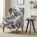 High Back Wingback Accent Chair Modern Upholstered Armchair Comfy Reading Chair with Solid Wood Legs for Living Room Bedroom Library Floral