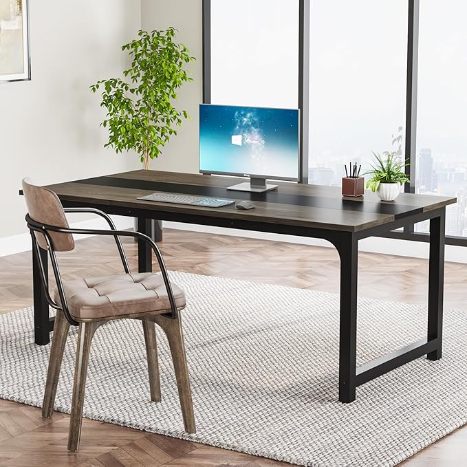 Tribesigns Modern Computer Desk 63 x 31.5 inch Large Office Desk Computer Table Study Writing Desk Workstation for Home Office Grey/Black