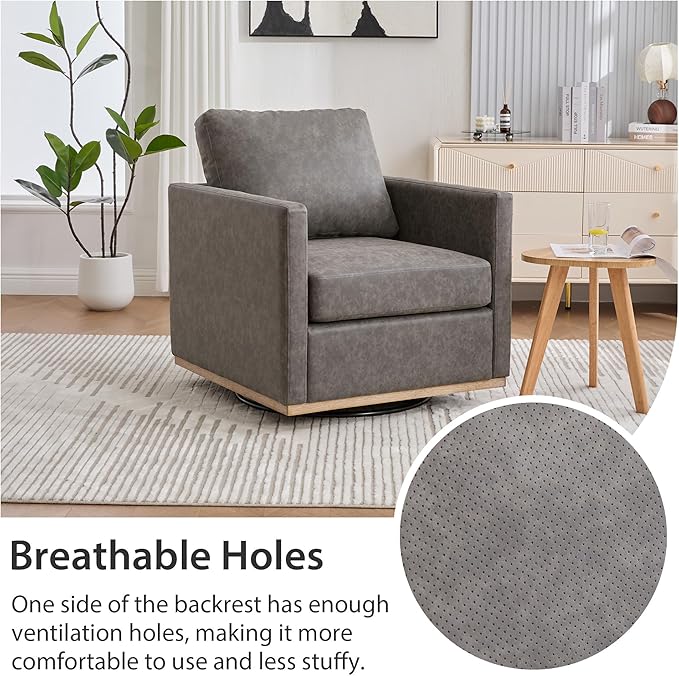 Chifee &amp Vingol 30.7 W Swivel Accent Chair for Living Room PU Leather Swivel Armchair Mid Century Modern Chair Set of 2Gray