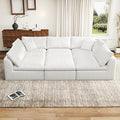 108 Modular Sectional Sofa with Movable Ottoman No Assembly Required Boneless Cloud Couch Deep Seat L Shaped Sectional Couches for Living Room Bedroom and Apartment White