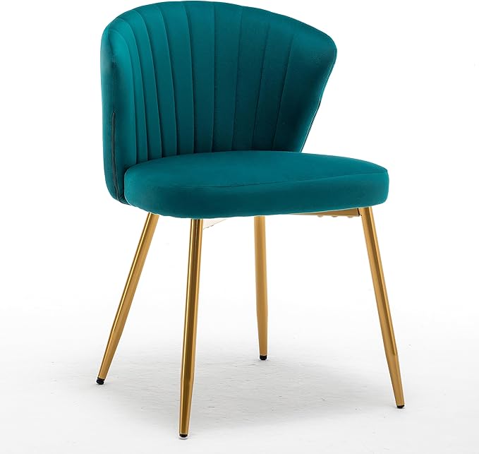 Modern Velvet Accent Chair for Living Room Bedroom Entryway or Small Spaces with Channel-Tufted Design Comfortable and Trendy Armless Seat Greenish Blue