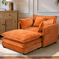 SweetGO corporation 40 Chenille Lounge Chair for Reading Modern Couch Cozy Sofa Bed Upholstered Living Room Single Sofa Accent Chair with Ottoman Orange