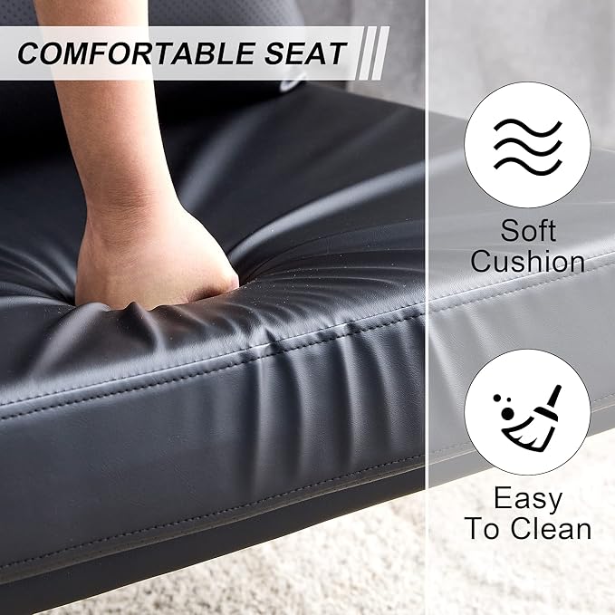 Sofa Chair.Black PU Leather Accent Arm Chair Mid Century Modern Upholstered Armchair with Imitation Solid Wood Color Metal Frame Padded Backrest and Seat Cushion Sofa Chairs for Living Room
