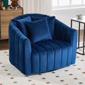Chifee &amp Vingol 40.16 W Swivel Accent Barrel Chair Velvet Round Barrel Chair with 3 Pillows 360 Degree Swivel Armchair for Living Room Bedroom Navy
