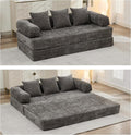 4 in-1 Folding Convertible Sofa Bed78.8 Folding Floor Mattress Couch Comfy Chenille Boneless Couch Lounge Loveseat with Pull Out Bed No Assembly (Light Grey)