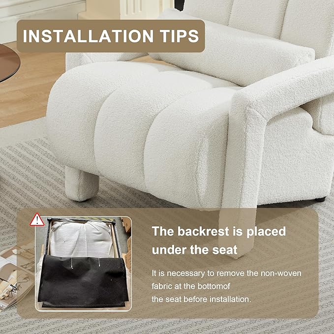 LOULENS Accent Chair Set of 2 Sherpa Cute Furry Fabric Teddy Chair with Thick Cushion and Pillow Single Sofa for Living Room Comfy Armchair for Bedroom Apartment Waiting Room Beige