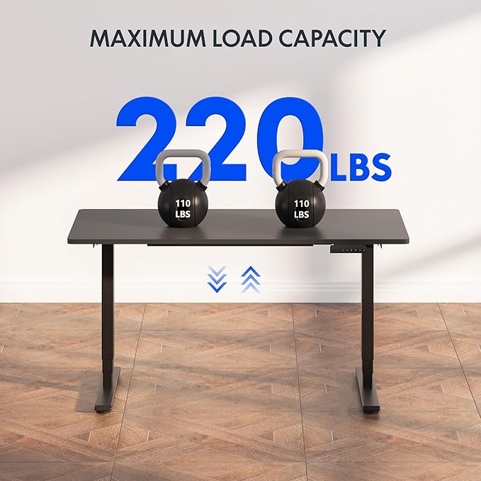 FLEXISPOT E6 3-Stage Dual Motor Electric Standing Desk 48 x 30 Sit Stand Up Desk Holds 220 lbs Adjustable Height w/Memory Presets One-Piece Black Desktop &amp Black Frame Ships in 2 Boxes