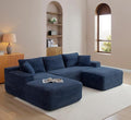 KEIKI 3 Seater Corduroy Boneless Modular Sectional Couch Sofa with Oversized Chaise Lounge Ottoman &amp Back Cushions Deep Seat Modern L-Shape Cloud Compressed Sofa Couches for Living Room Bedroom