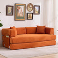Garvee 5-in-1 Convertible Sofa Bed 78.8 Modular Corduroy Sleeper with Sturdy Frame &amp No Assembly Multi-Functional Futon for Small Space Living Room &amp Guest Room (Green) (Orange)
