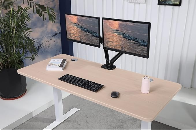ApexDesk K Series 60 x 27 Electric Height Adjustable Standing Desk with LED Memory Controller (Light Oak)