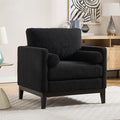 Mlmh &amp Kngwa 35.43 W Modern Accent Chair for Bedroom Upholstered Accent Chairs Single Sofa Chair with Wood Black Finish Legs Comfy Armchair for Living Room Office Black