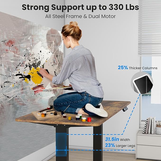 Dual Motor Standing Desk Frame- Height Adjustable Electric Desk Legs Heavy Duty Sit to Stand Up Desk Base 4 Memory Settings Controller for Adjustable DIY Desktop Over 300 lbs Load Capacity