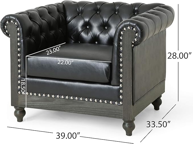 Christopher Knight Home Castalia Club Chair Pine Midnight Black + Dark Brown
