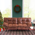 Vyfipt Futon Sofa Bed/Couch Memory Foam Small Splitback Sofa for Living RoomModern Loveseat with Covertible ArmrestsFaux Leather/Cushion Thicker Version(Brown)