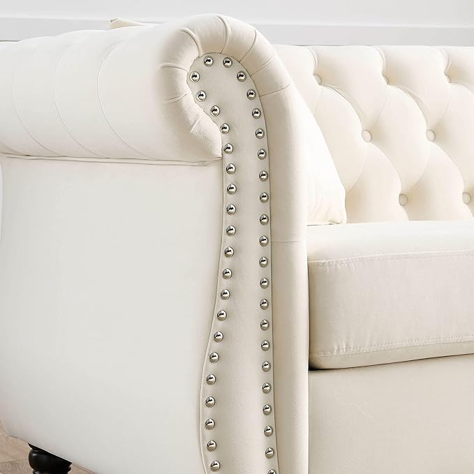 Oversized Velvet Loveseat 80 Inch Sectional CouchLuxury 3 Seater Deep Couch with NailheadUpholstered Sofa for Living Room Bedroom Apartment