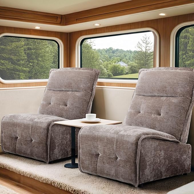 MCombo Wall Hugger Armless Power Recliner Chair with USB Ports 29.5 Extra Wide Seat Oversized Fabric Powered Reclining Sofa for Living Room Small Space ALR01