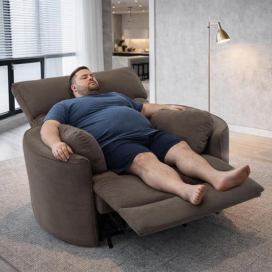 450lbs Oversized Power Recliner Chair for Big and Tall Adults 52 Extra Wide Electric Recliner with USB &amp Type-C Ports Chenille Fabric Single Sofa Chair for Living Room &amp Bedroom Brown