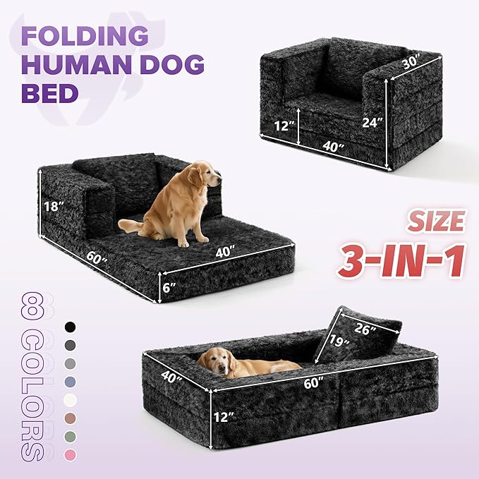 HABUTWAY Convertible Sofa Bed 3-in-1 Futon Sofa Bed with Pillow Foldable Pull Out Floor Sofa Bed with Removable Cover Plush Boneless Couch for Living Room/Bedroom/Dorm