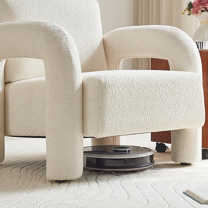 33.5 Modern Accent Chair Velvet Single Sofa for Living RoomComfy Arm Chair Leisure Armchair Single Sofa Chair with Curved Arm for Living Room ApartmentBedroomBeige